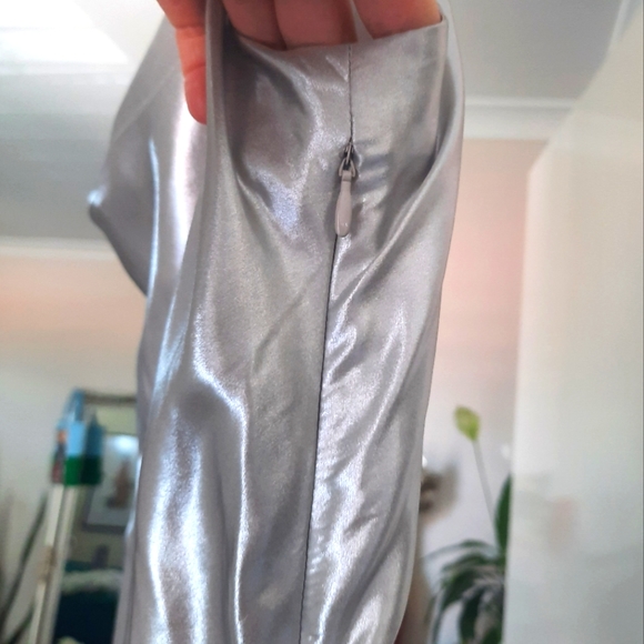 Silver disco shiny slip dress - Picture 2 of 3
